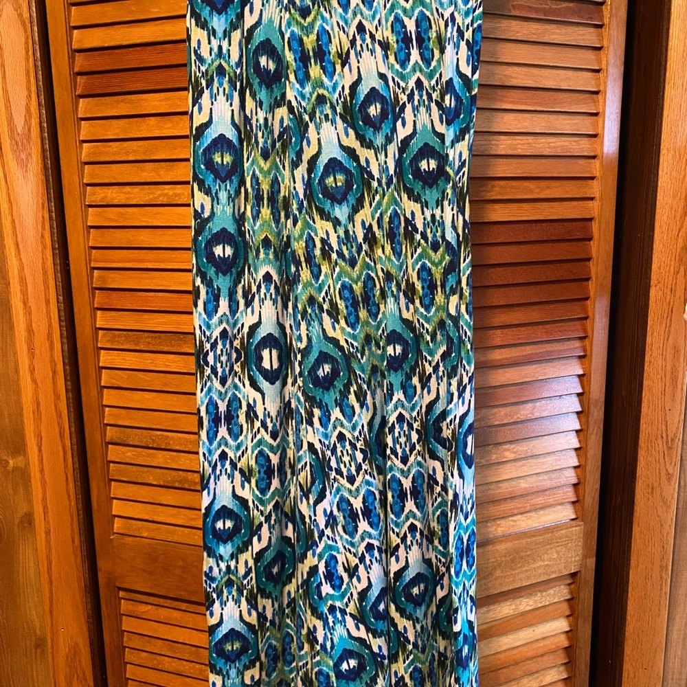 Maurice’s Blue and Green Patterned Maxi Skirt